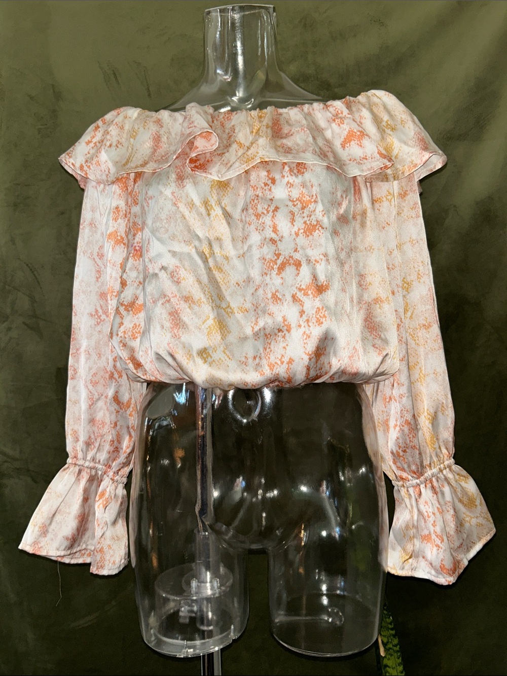 Savanna Jane Off-Shoulder Ruffle Blouse - Peach & Cream